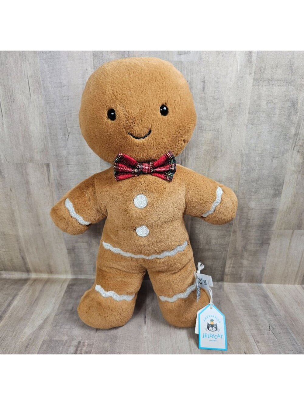 Jellycat NWT Gingerbread Fred Large Plush Christmas Man Cookie Jolly Plaid NEW
